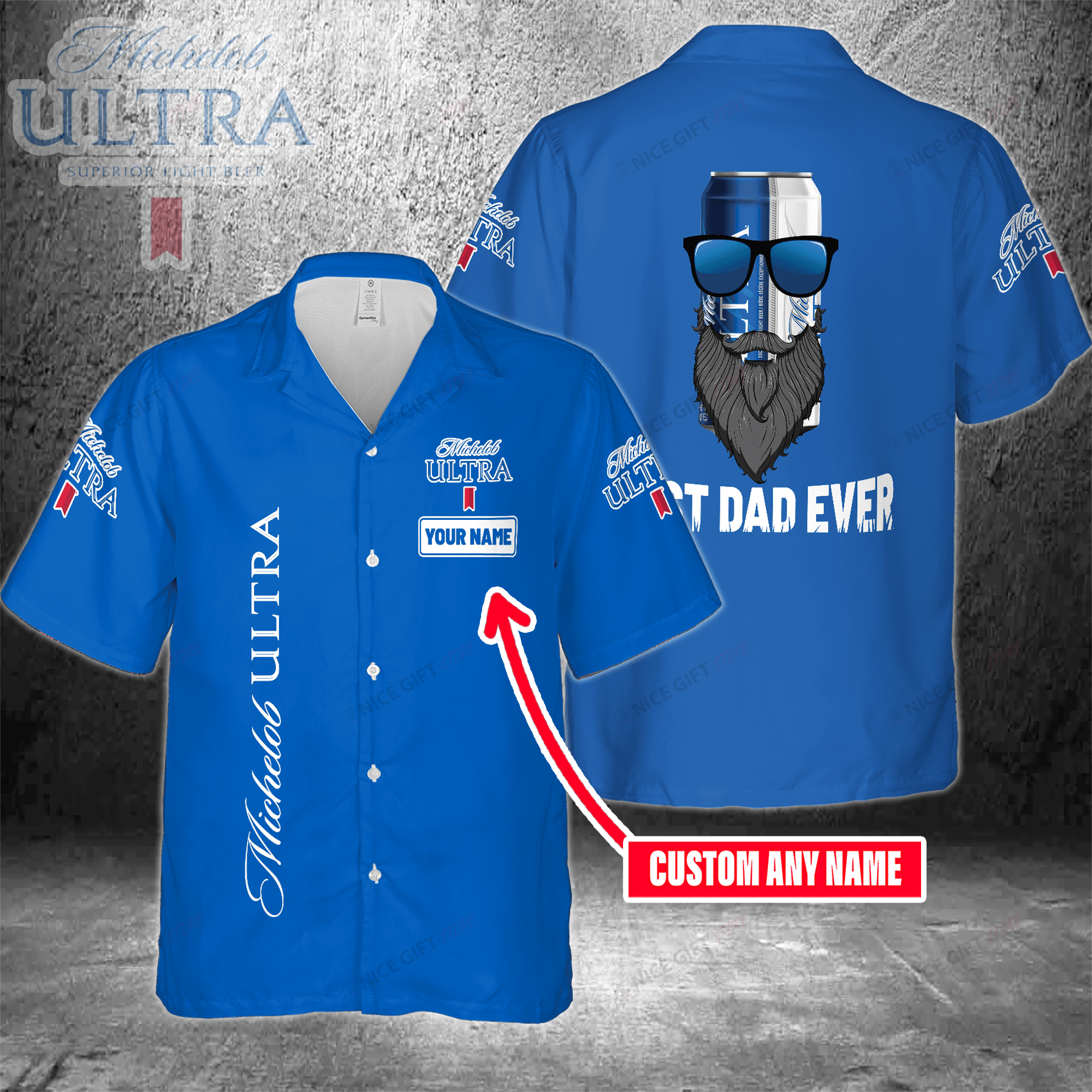 Michelob ULTRA Custom Name Best Dad Ever Hawaiian Shirt For Men And Women