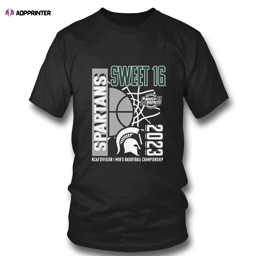 Michigan State Spartans Sweet Sixteen 2023 Ncaa Mens Basketball Championship T-shirt For Fans