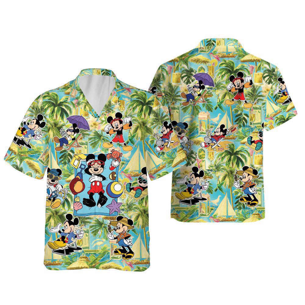 Mickey Aloha Button Up Shirt, Summer Disney Hawaiian Shirt, For Men Women