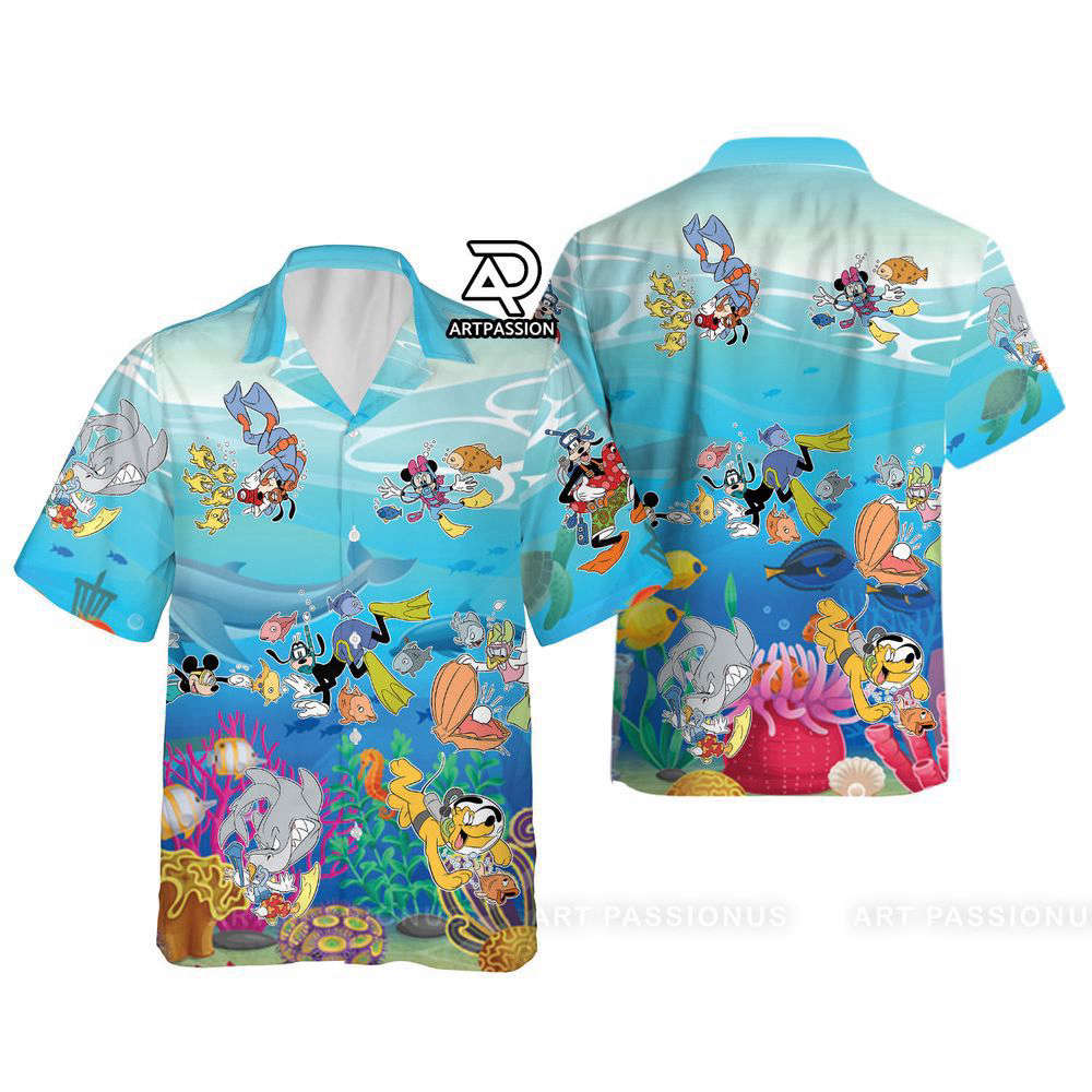 Mickey And Friends Hawaiian Shirt, Tropical Mickey Beach Hawaii Shirt, Disney Cruise Aloha Shirt, For Men Women