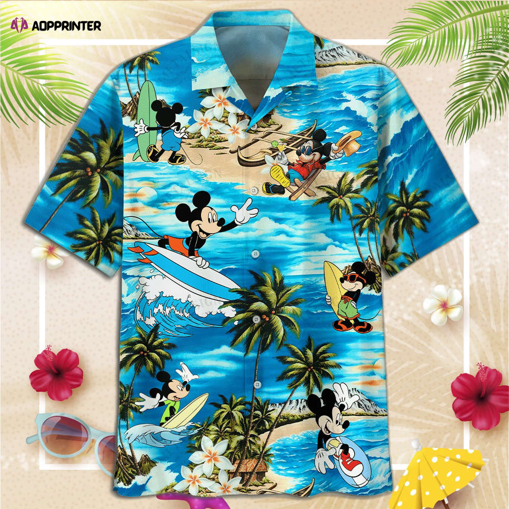 Mickey Mouse Surf On The Waves Youth & Adult Hawaiian Shirt, Gift For Men Women