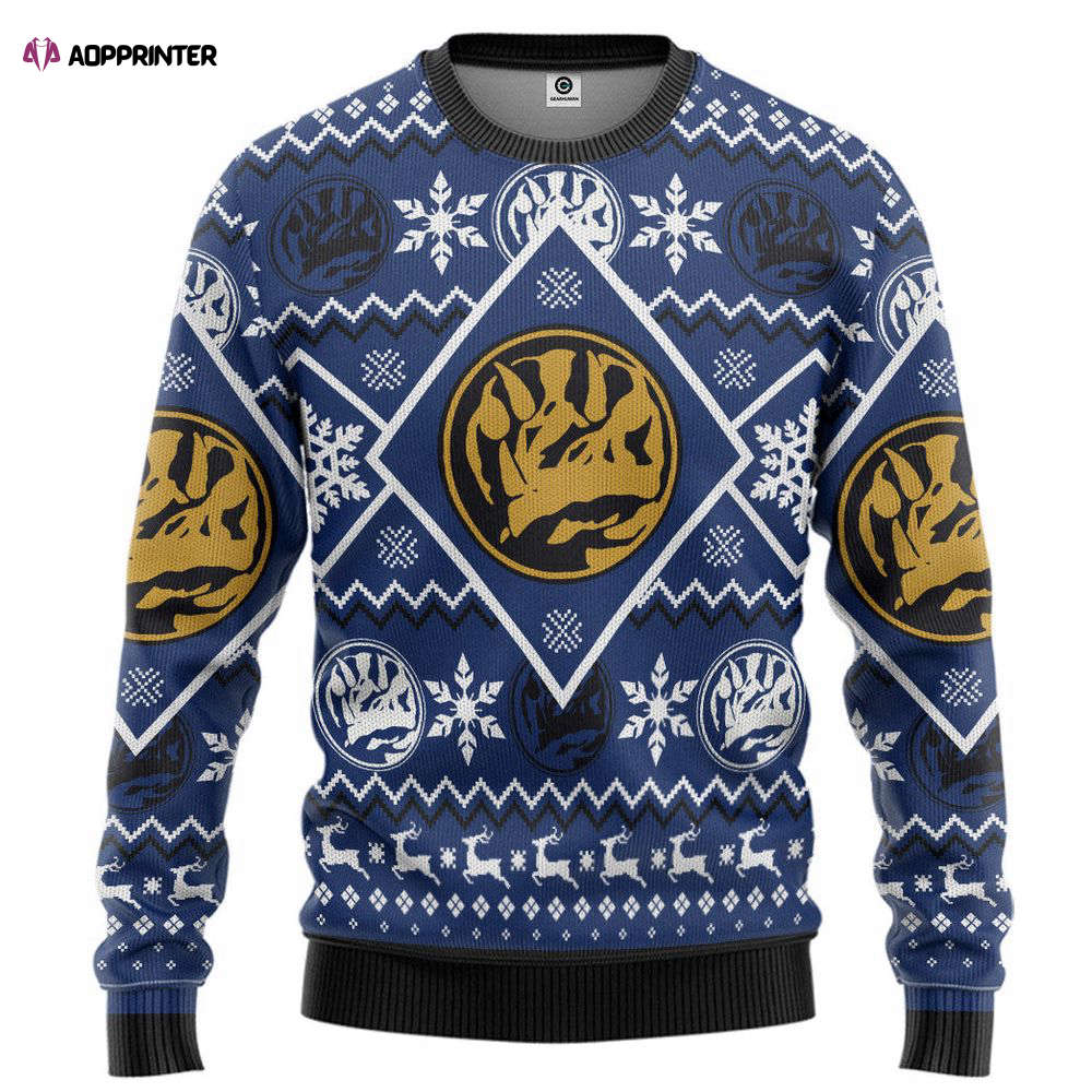 Mighty Morphin Blue Power Ranger Custom Ugly Christmas Sweater