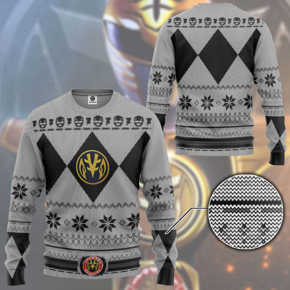 Mighty Morphin White Power Ranger Custom Ugly Christmas Sweater
