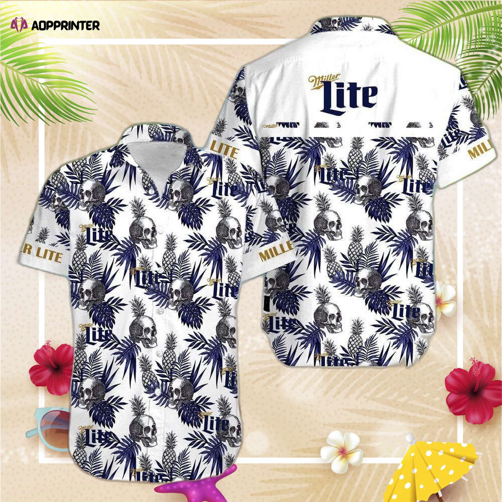 Miller High Life Lite Skull Pineapple Hawaiian Shirt, Gift For Men And Women