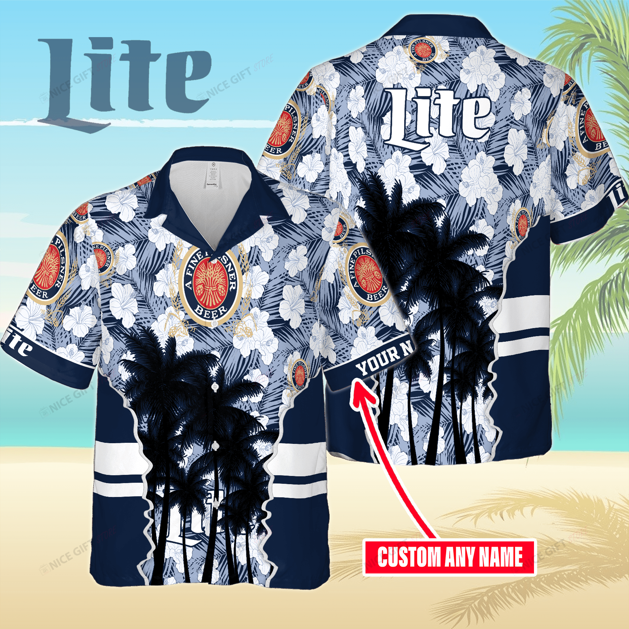 Miller Lite Custom Name Hawaiian Shirt For Men And Women