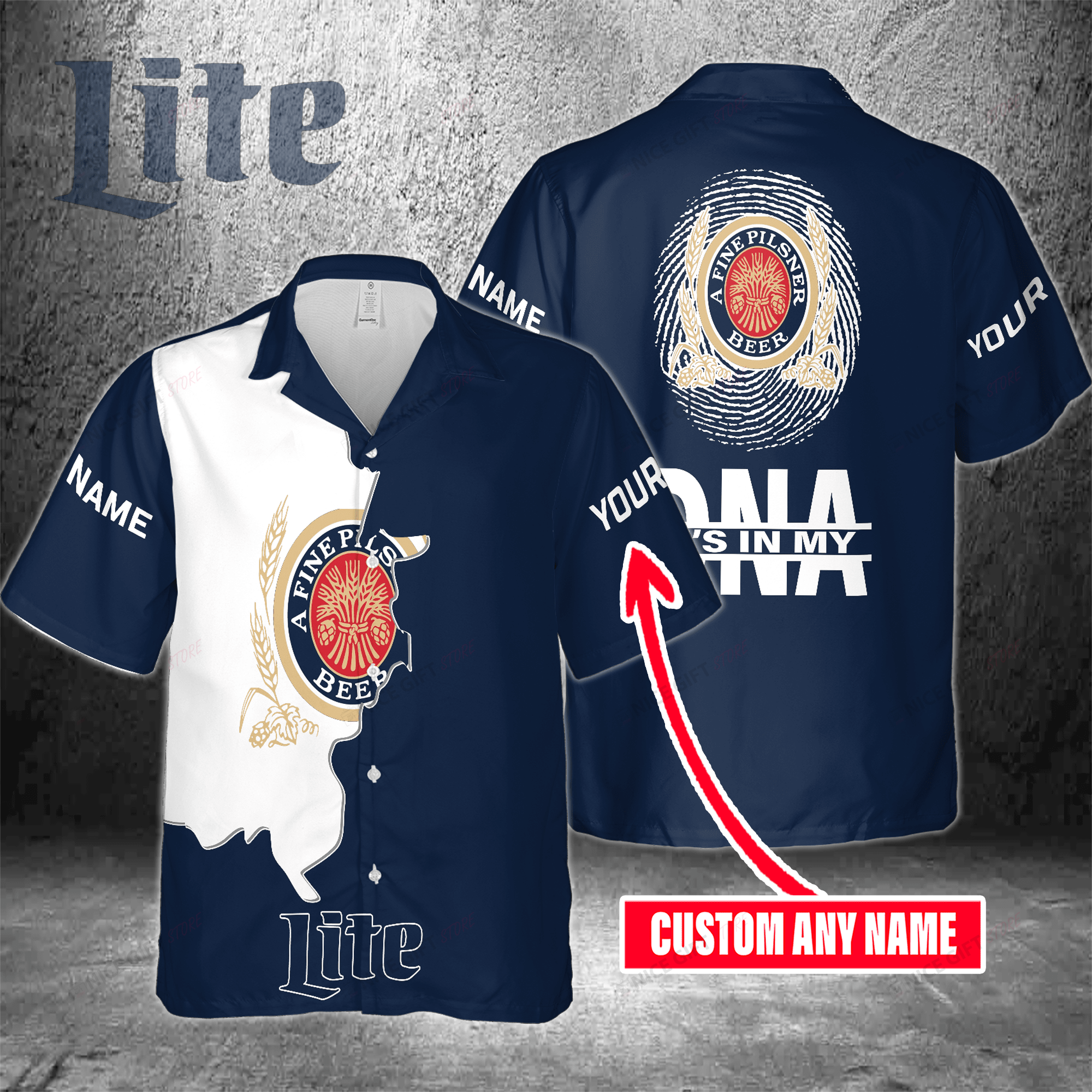 Miller Lite Custom Name It’s In My DNA Hawaiian ShirtFor Men And Women