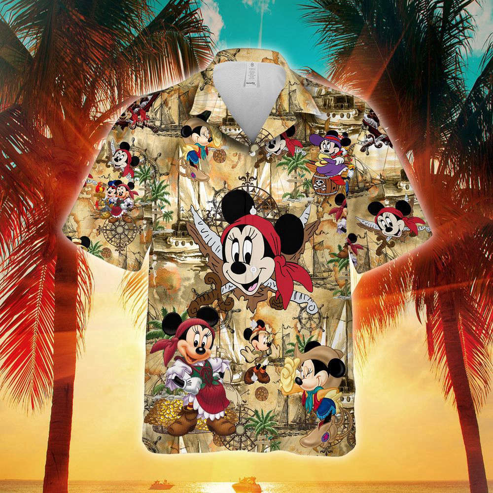 Minnie Mouse Pirate Hawaiian Shirt, Mickey Mouse Hawaiian Shirt, Gift For Men Women