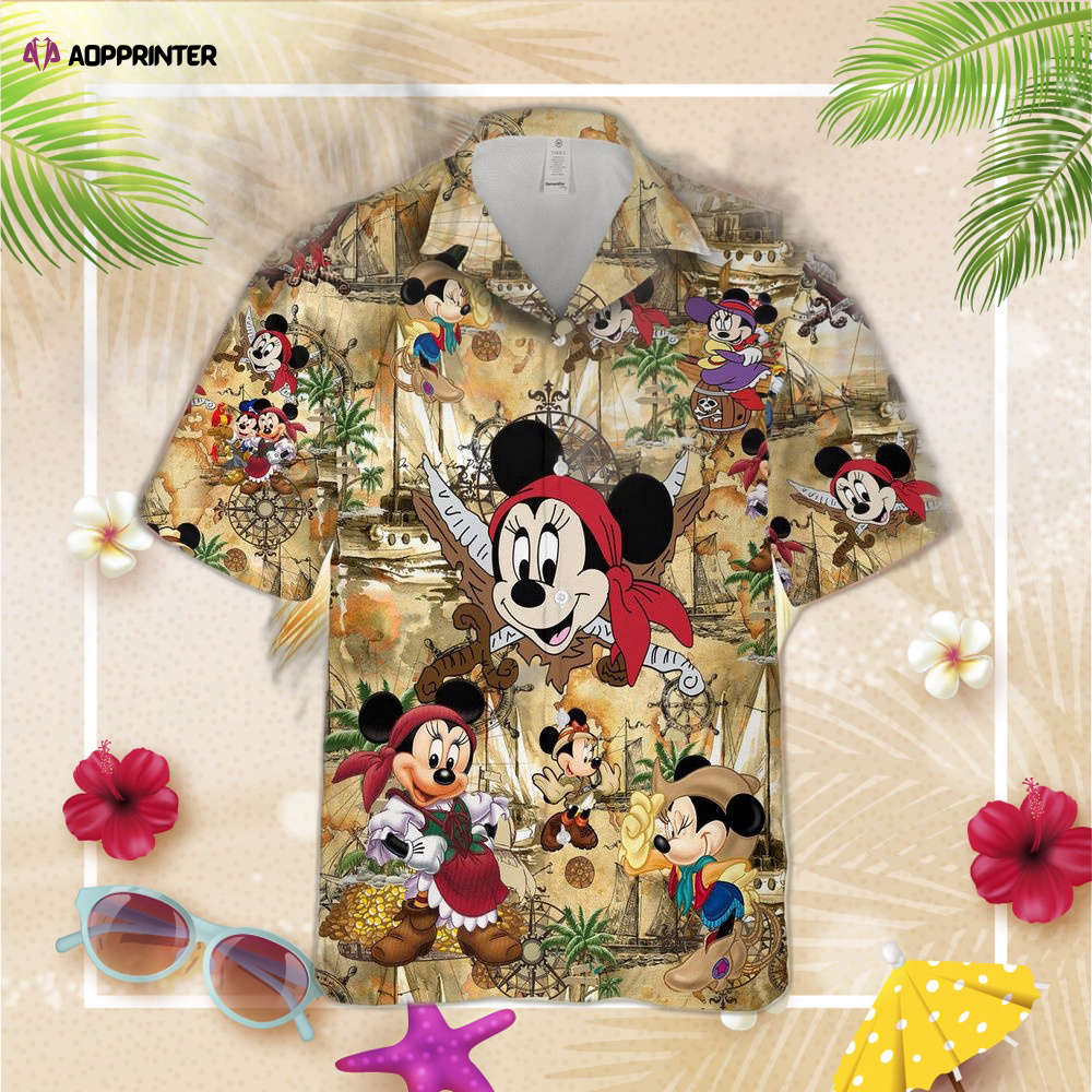 Minnie Mouse Pirate Hawaiian Shirt, Mickey Mouse Hawaiian Shirt, Gift For Men Women