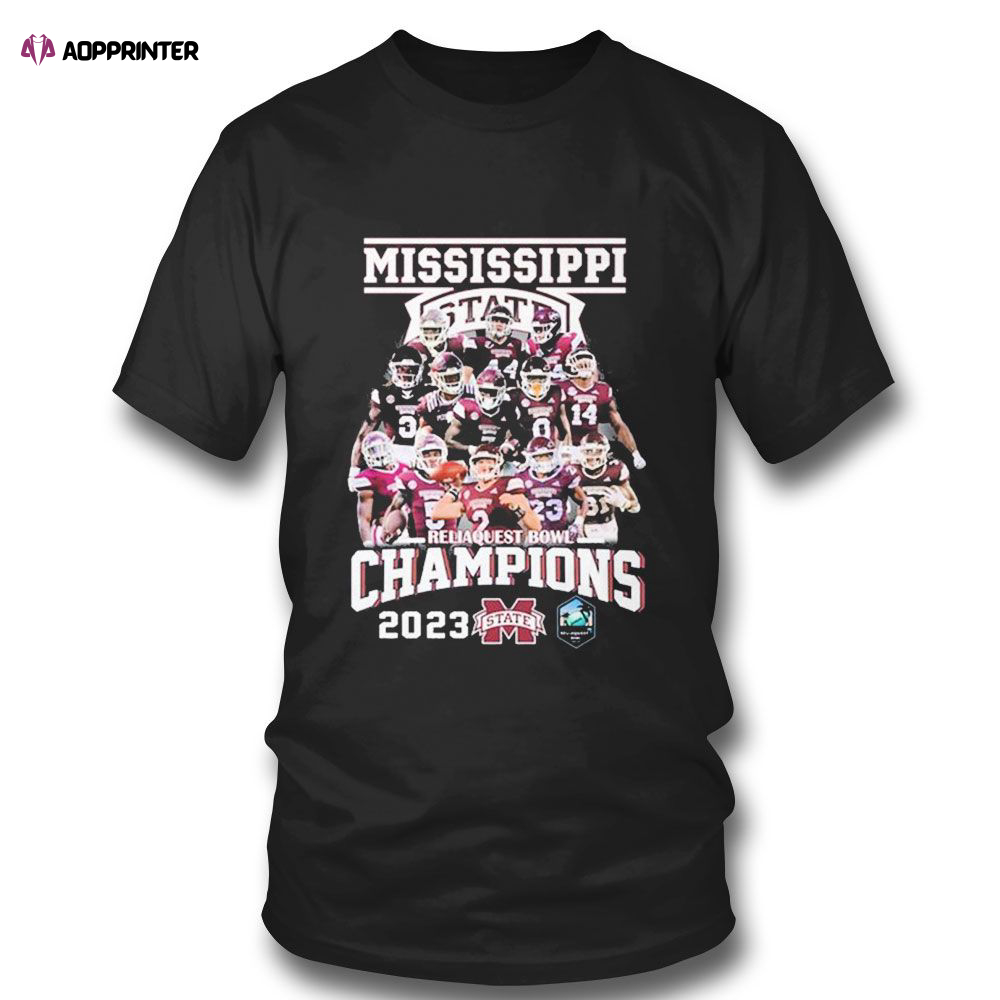 Mississippi State Team Player Reliaquest Bowl Champions 2023 T-shirt For Fans