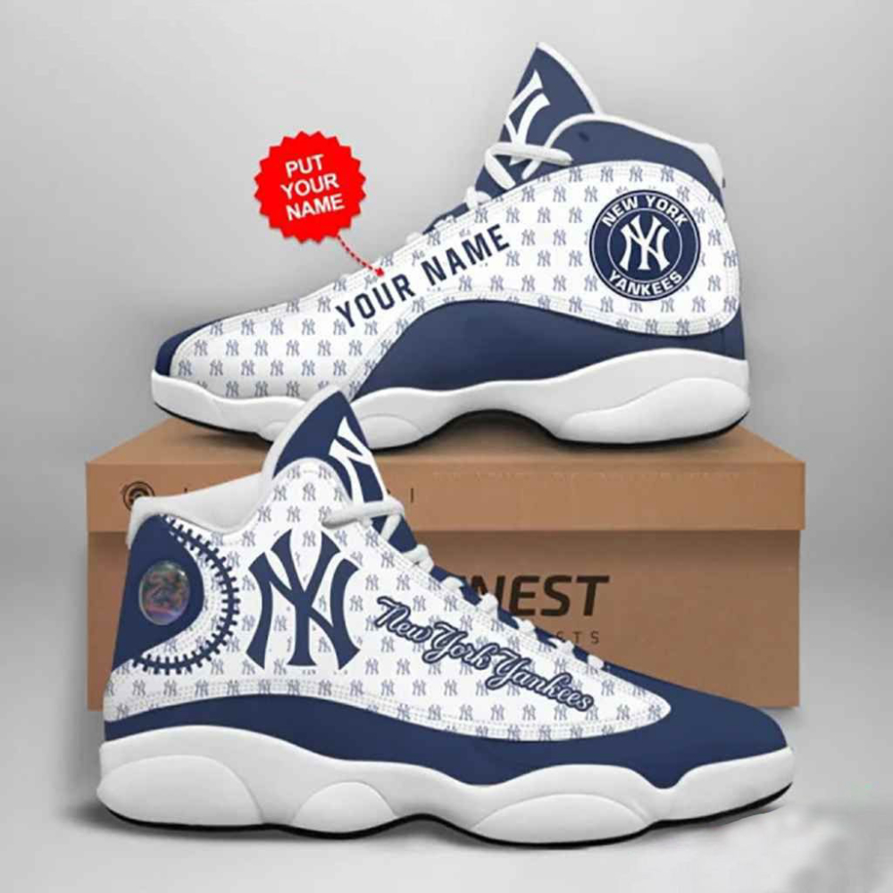 MLB New York Yankees Custom Name Air Jordan 13 Shoes For Men Women