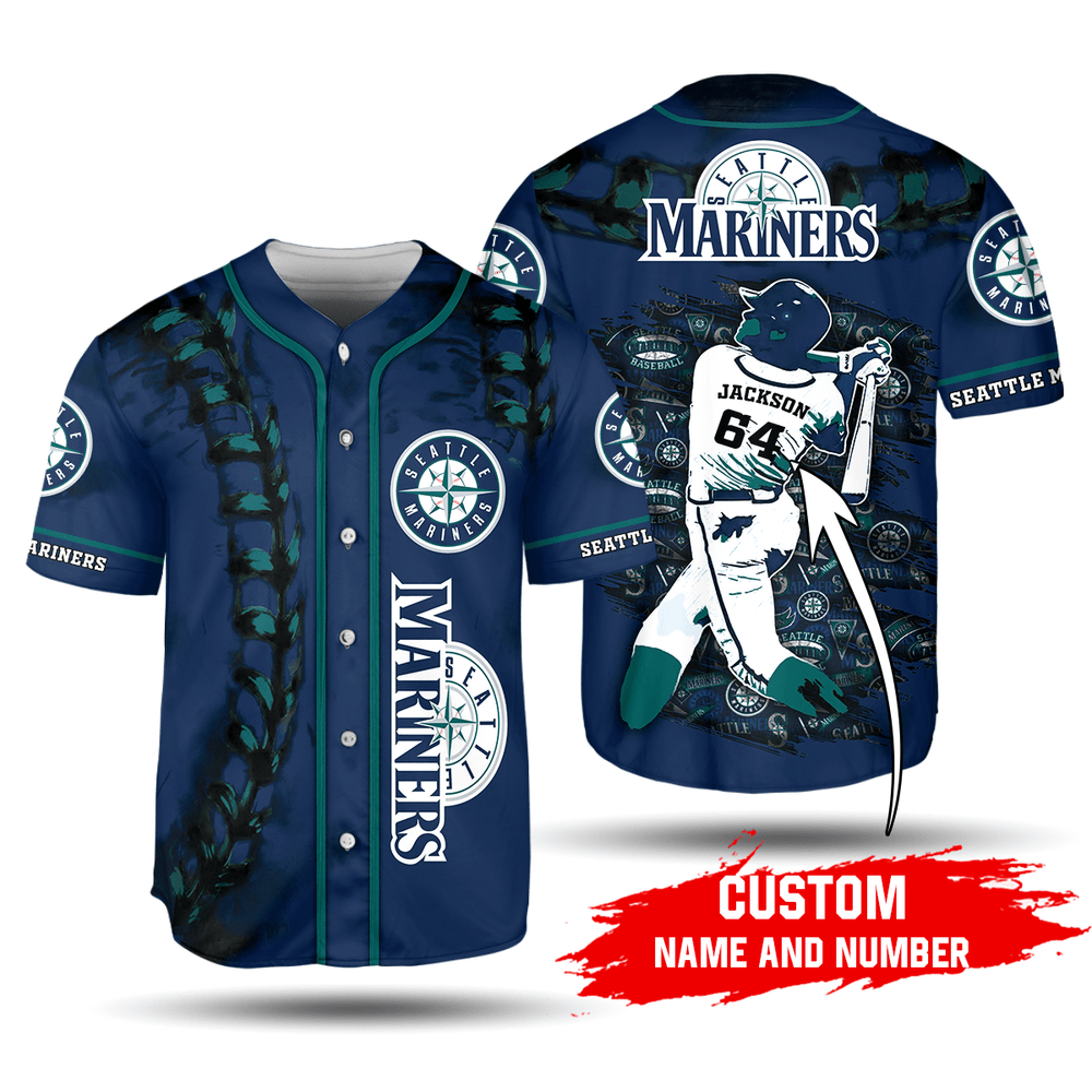 MLB Seattle Mariners Custom Name Number Baseball Jersey V1 Unisex Shirt, Gift For Men And Women