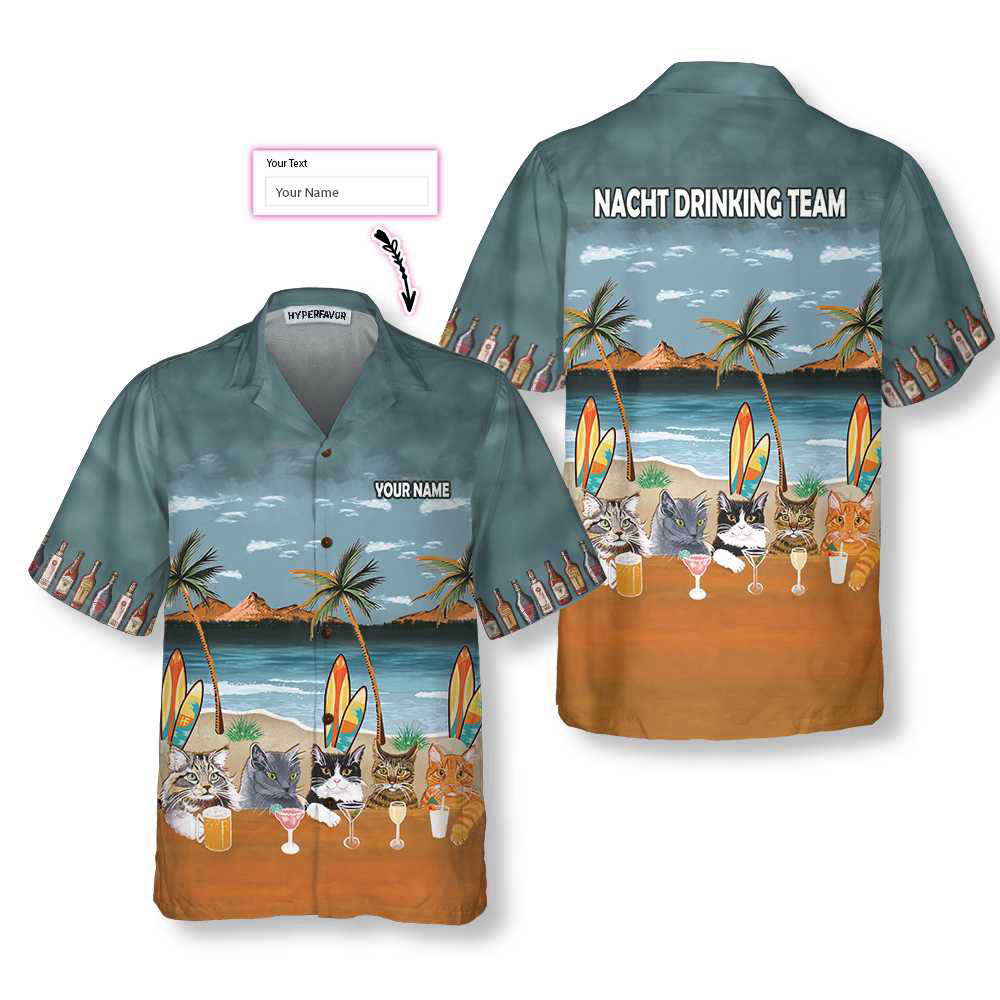 NACHT DRINKING TEAM Cat Beer Alcohol Custom Hawaiian Shirt For Men Women