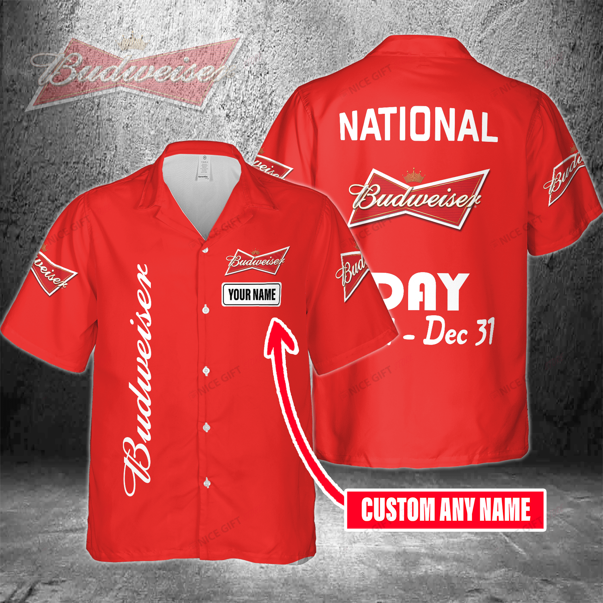 National Budweiser Day Jan 1 – Dec 31 Custom Name Hawaiian Shirt For Men And Women