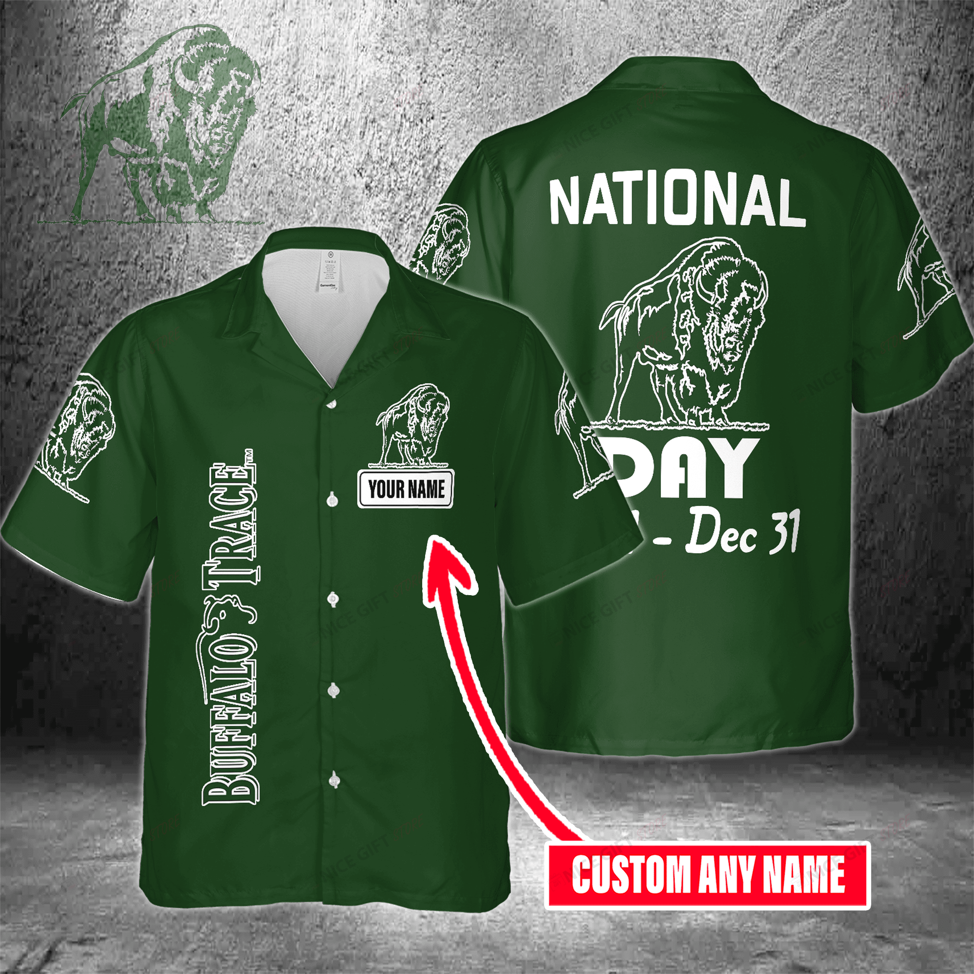 National Buffalo Trace Day Jan 1 – Dec 31 Custom Name Hawaiian Shirt For Men And Women