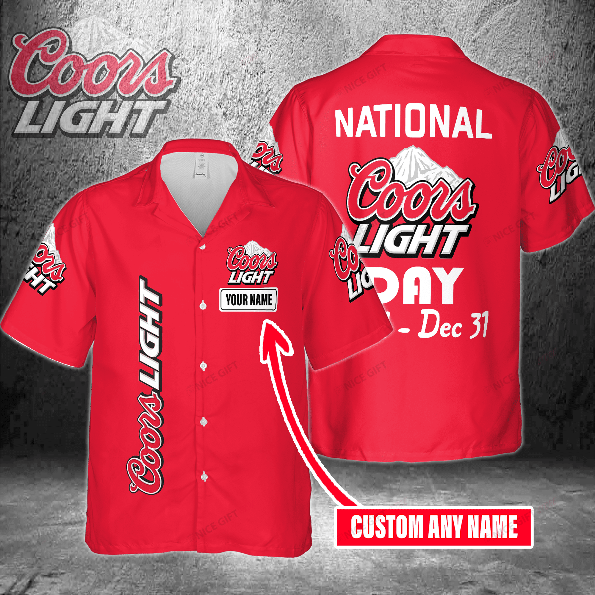 National Coors Light Day Jan 1 – Dec 31 Custom Name Hawaiian Shirt For Men And Women