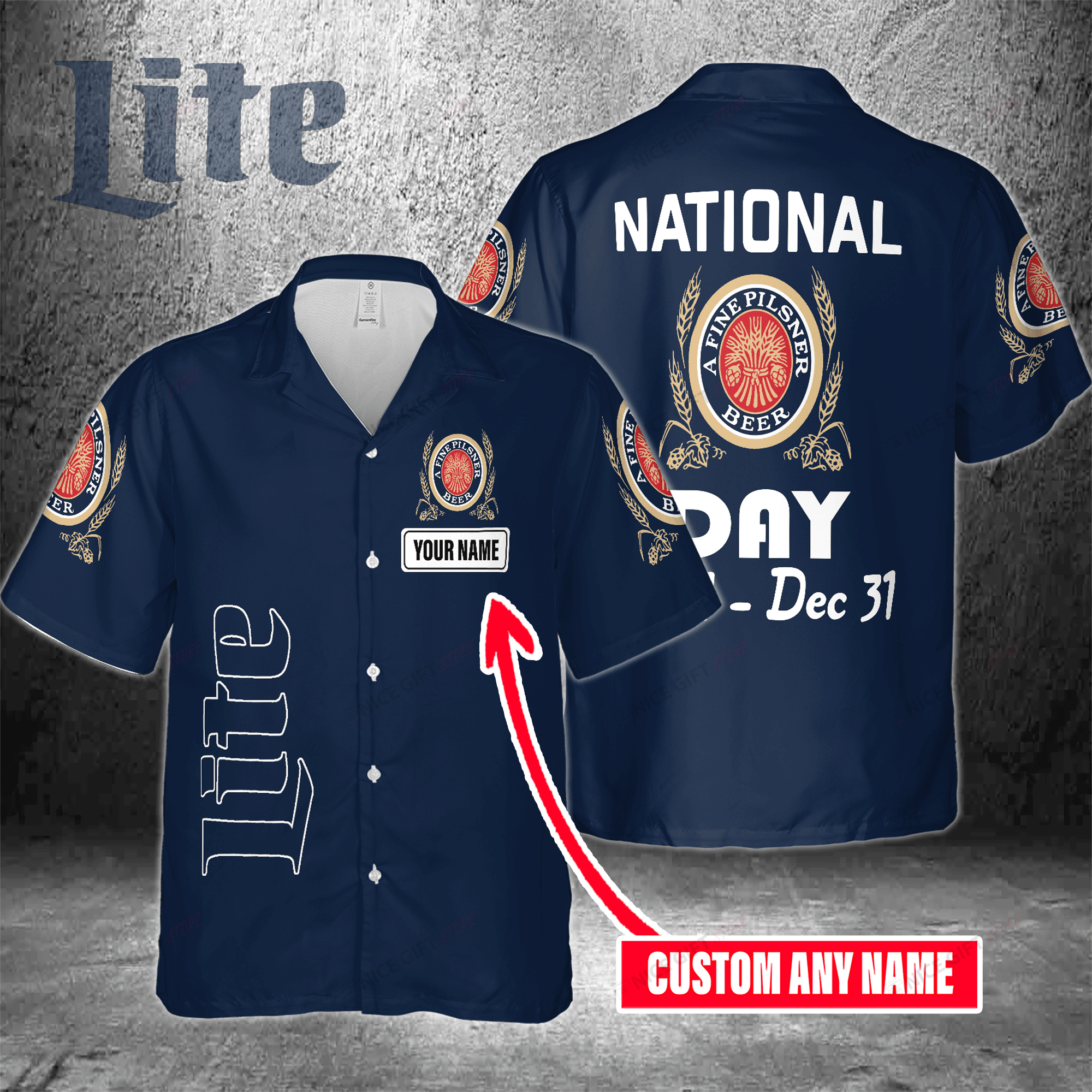 National Miller Lite Day Jan 1 – Dec 31 Custom Name Hawaiian Shirt For Men And Women