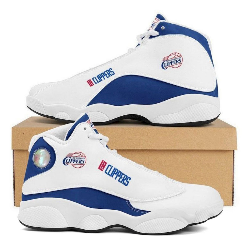 NBA Los Angeles Clippers White Blue Air Jordan 13 Shoes, Best Gift For Men And Women