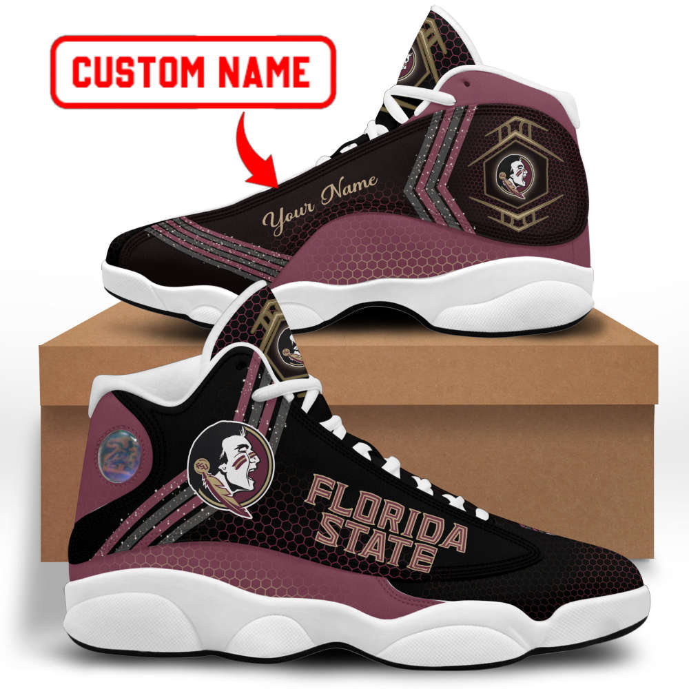 NCAA Florida State Seminoles Custom Name Garnet Black Air Jordan 13 Shoes For Men Women