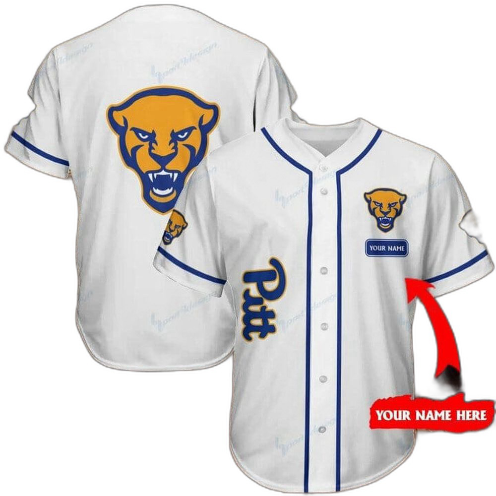 NCAA Pittsburgh Panthers Custom Name White Baseball Jersey Unisex Shirt, Gift For Men And Women