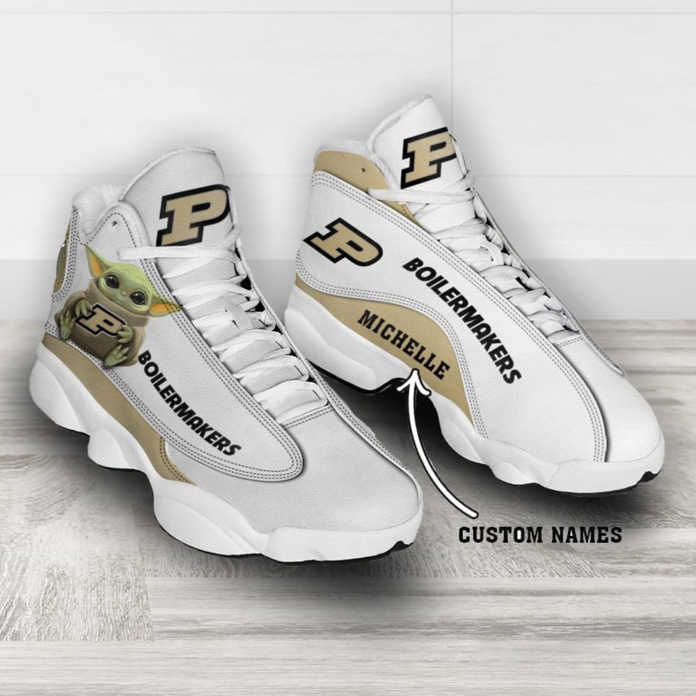 NCAA Purdue Boilermakers Custom Name Baby Yoda Air Jordan 13 Sneakers For Men Women