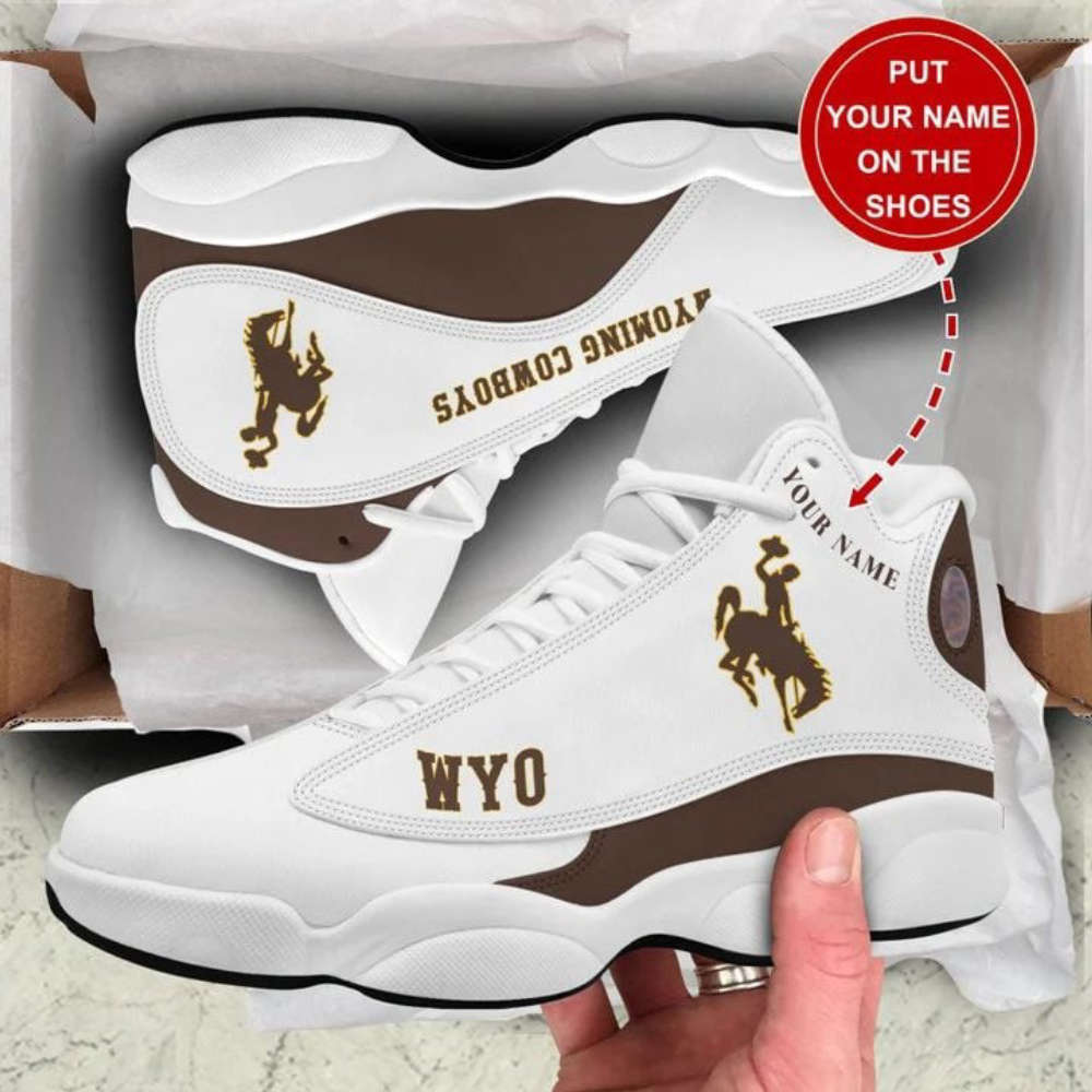 NCAA Wyoming Cowboys Custom Name White Air Jordan 13 Shoes For Men And Women