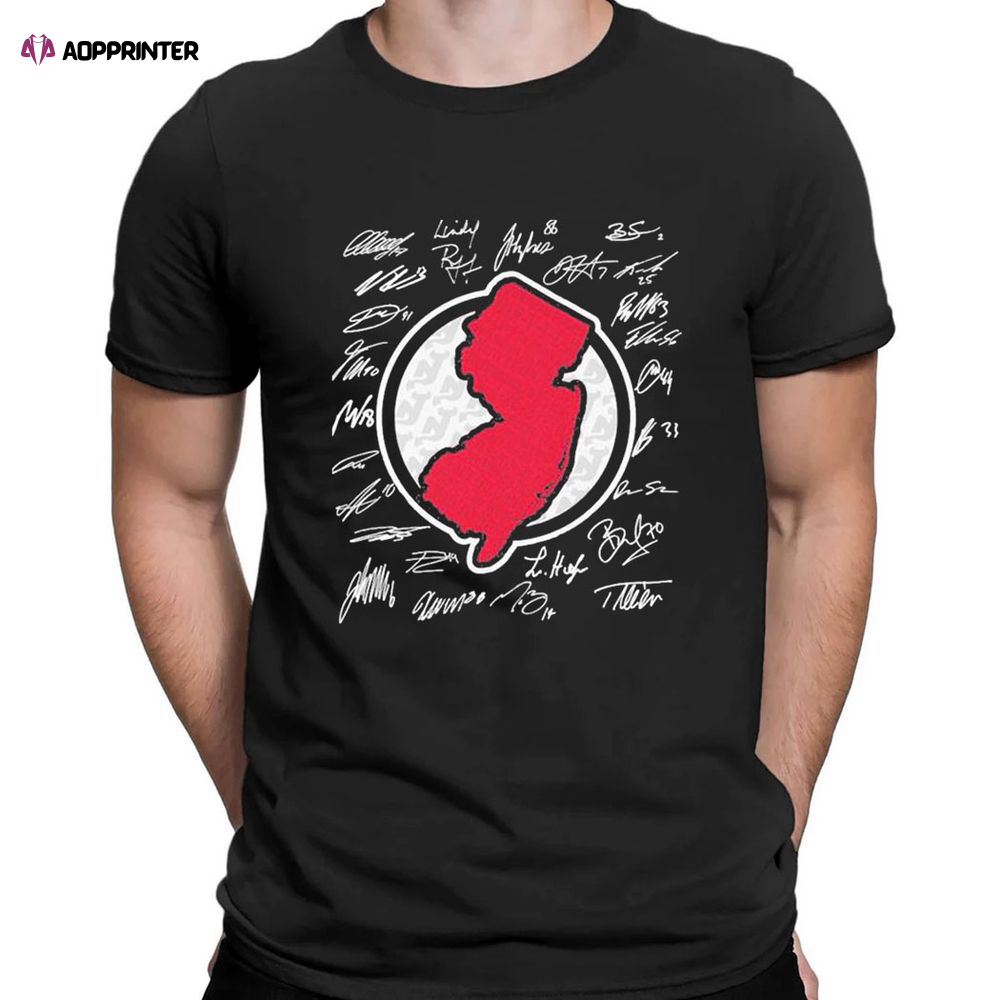 New Jersey Devils Map Signatures T-Shirt For Fans