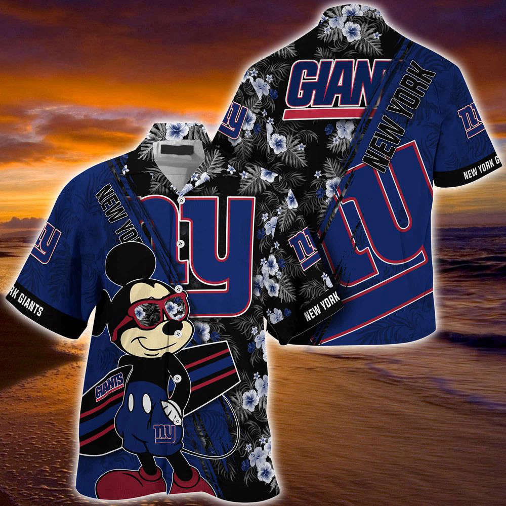 New York Giants NFL-Summer Hawaii Shirt Mickey And Floral Pattern For Sports Fans