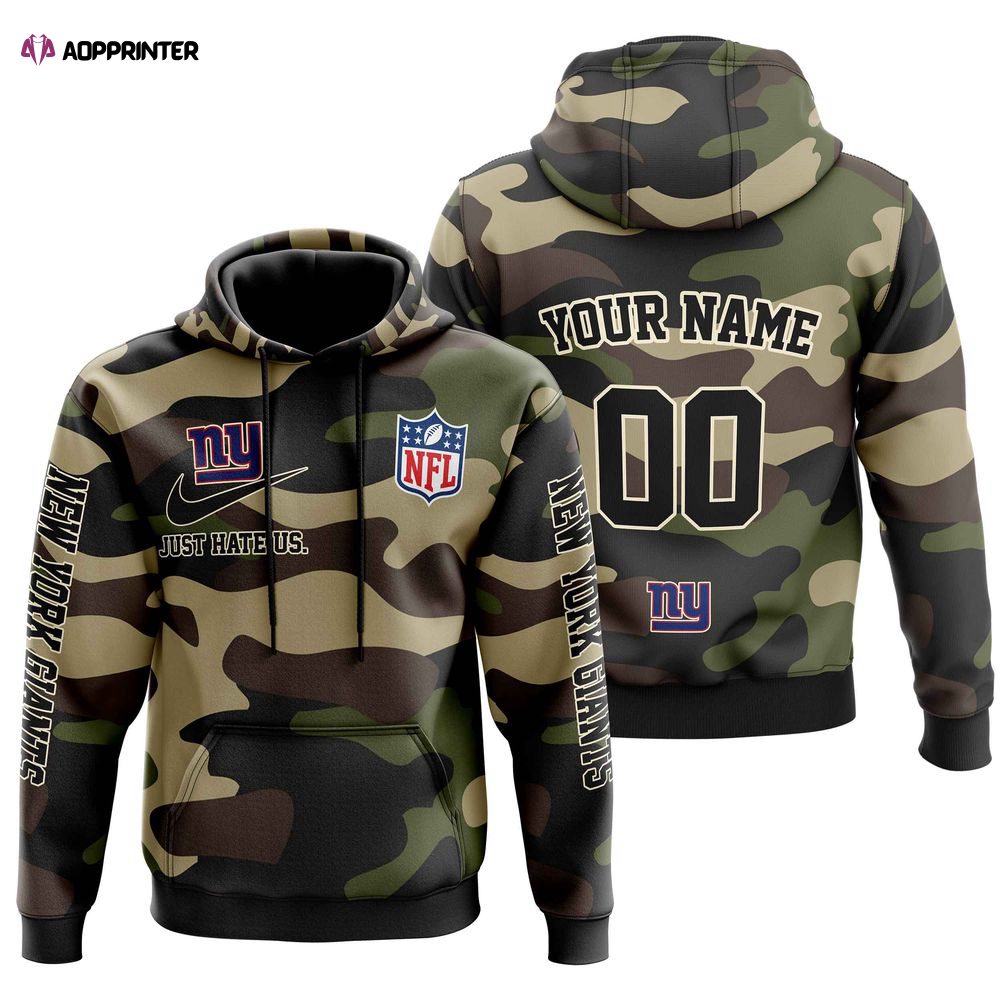 New York Giants Personalized Hoodie-Zip Hoodie Camo Style For Men Women