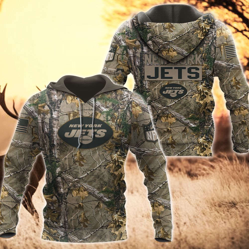 New York Jets Hoodie, Gift For Men And Women, Zipper Sweatshirt  Hunting Camo