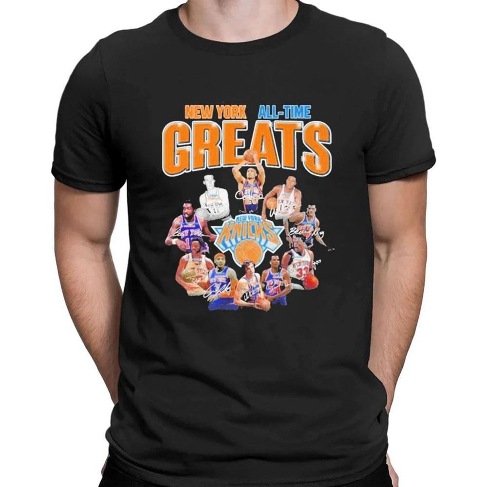 New York Knicks All Time Greats Team Signatures T-shirt For Men Women