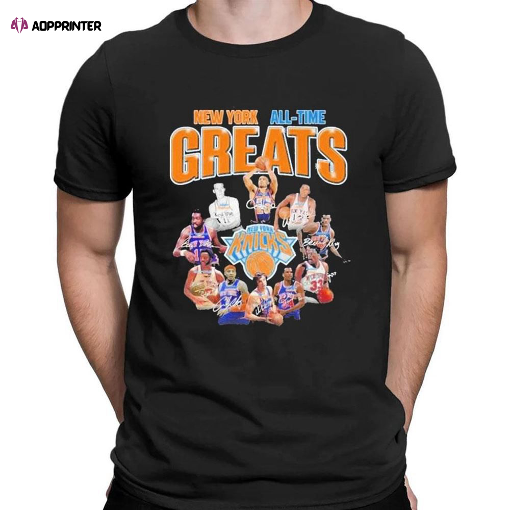 New York Knicks All Time Greats Team Signatures T-shirt For Men Women