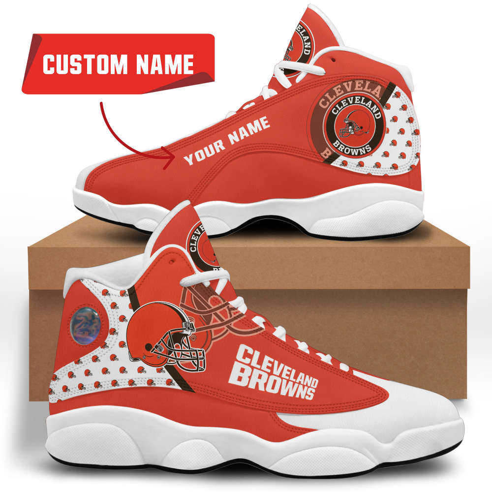 NFL Cleveland Browns Custom Name Air Jordan 13 Shoes For Men Women