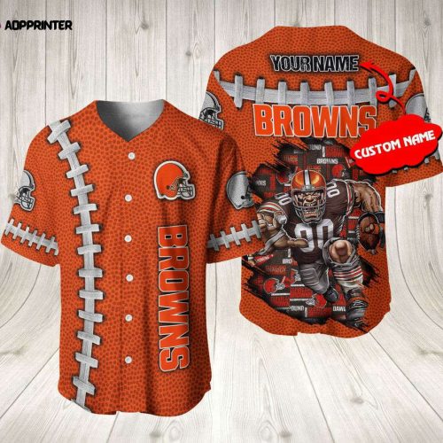 NFL Cleveland Browns Custom Name Orange Baseball Jersey V2 Unisex Shirt, Gift For Men And Women