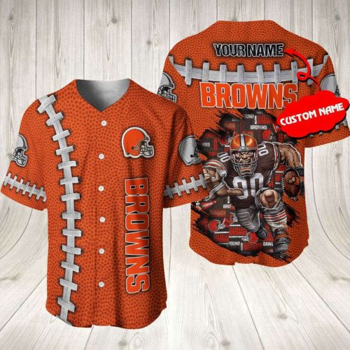 NFL Cleveland Browns Custom Name Orange Baseball Jersey V2 Unisex Shirt, Gift For Men And Women