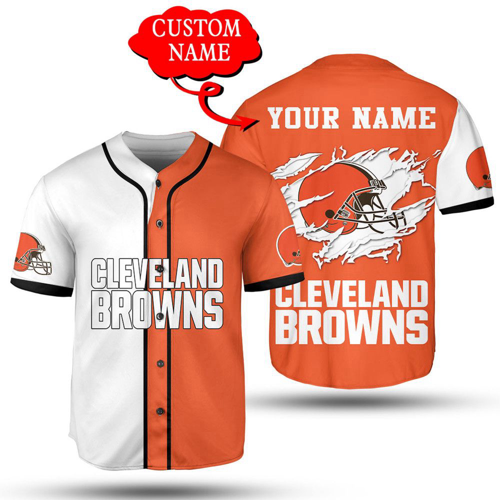 NFL Cleveland Browns Custom Name Orange White Baseball Jersey Unisex Shirt, Gift For Men And Women