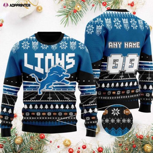 Nfl Detroit Lions Custom Name Ugly Christmas Sweater – Festive Fan Apparel!