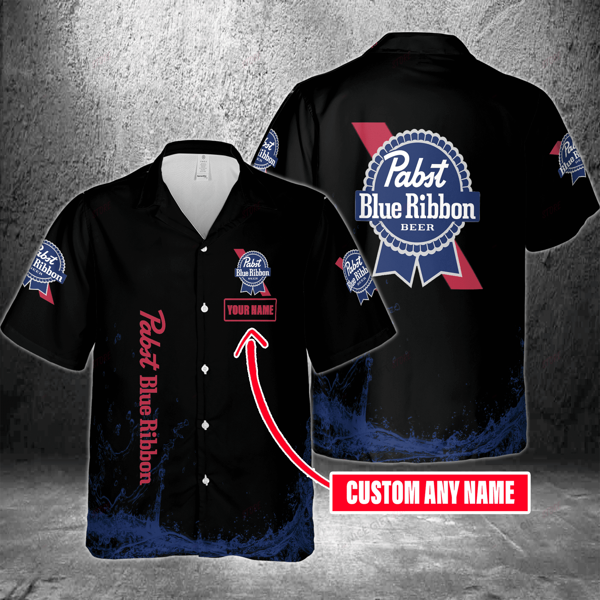 Pabst Blue Ribbon Custom Name Hawaiian Shirt  For Men And Women