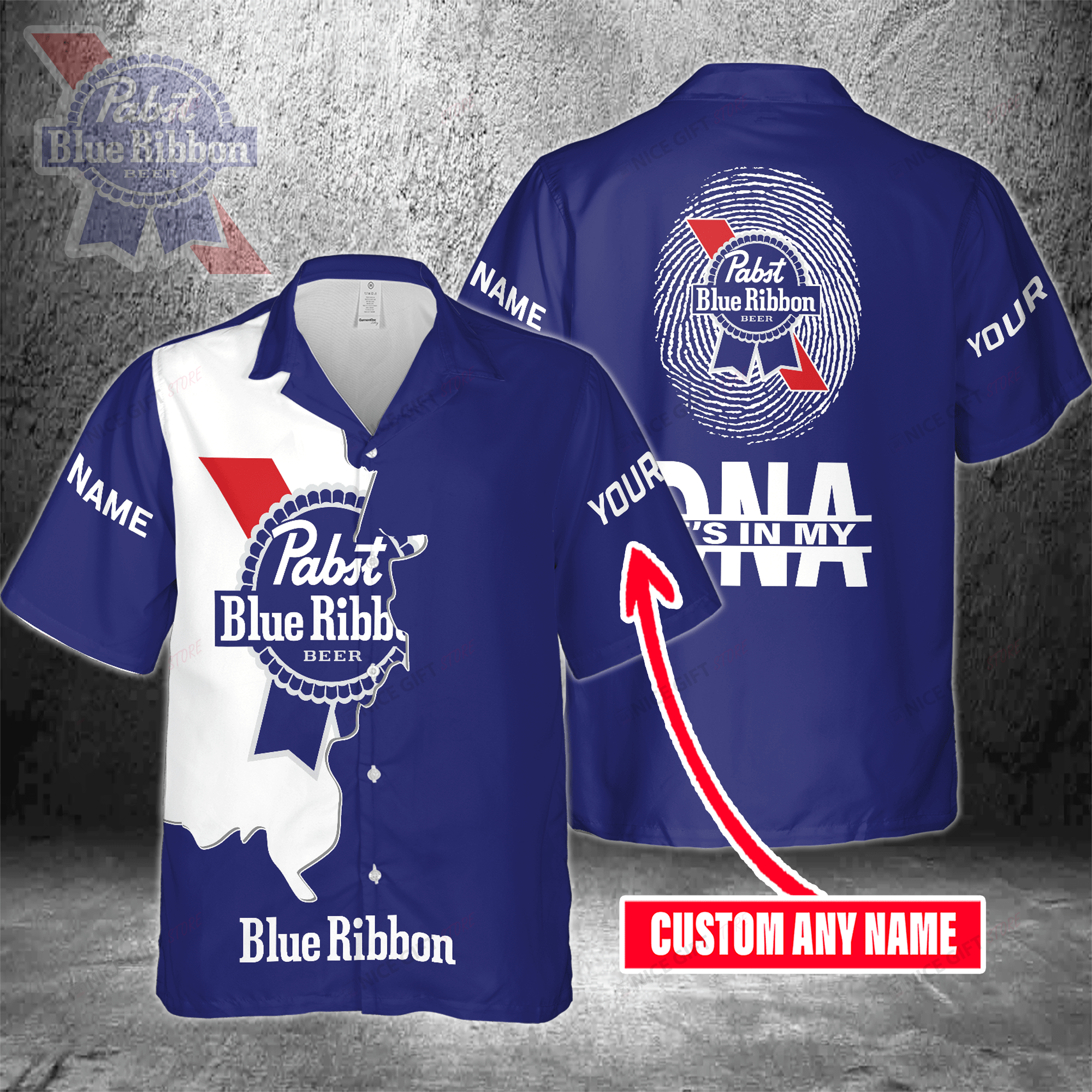 Pabst Blue Ribbon Custom Name It’s In My DNA Hawaiian Shirt  For Men And Women