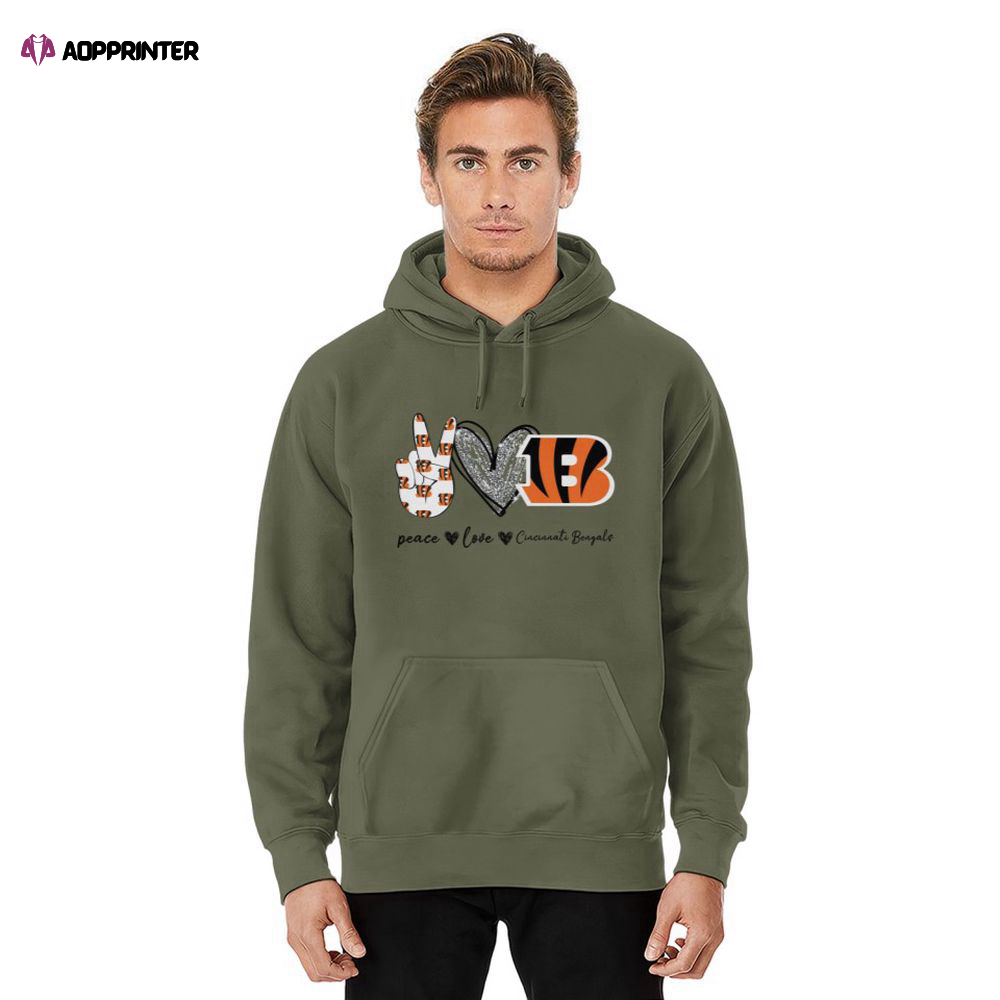 Peace Love Cincinnati Bengals Hoodie, Gift For Men And Women