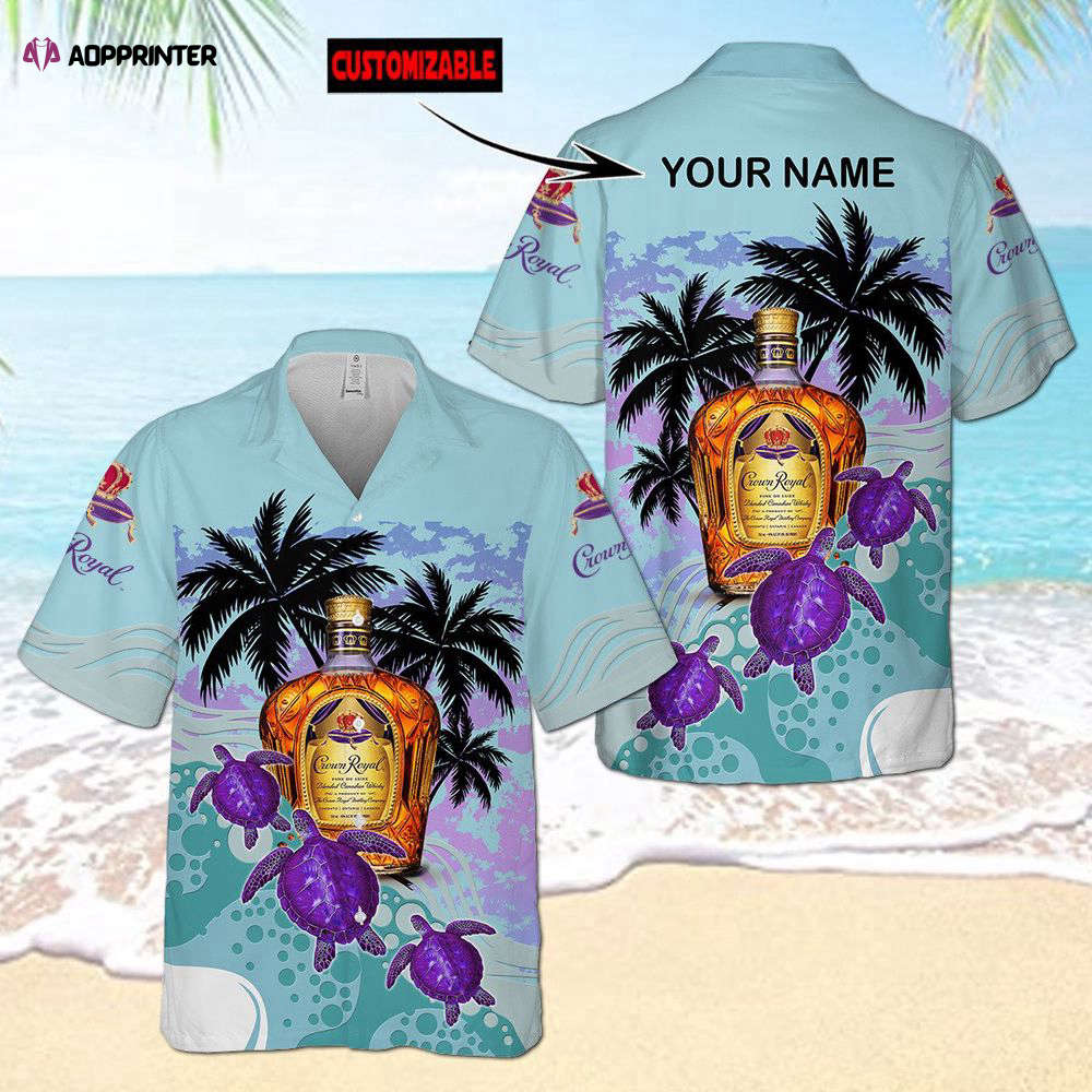 Personalized Crown Royal Turtles Palm Tree Hawaiian Shirt for Men Women Holiday Gift