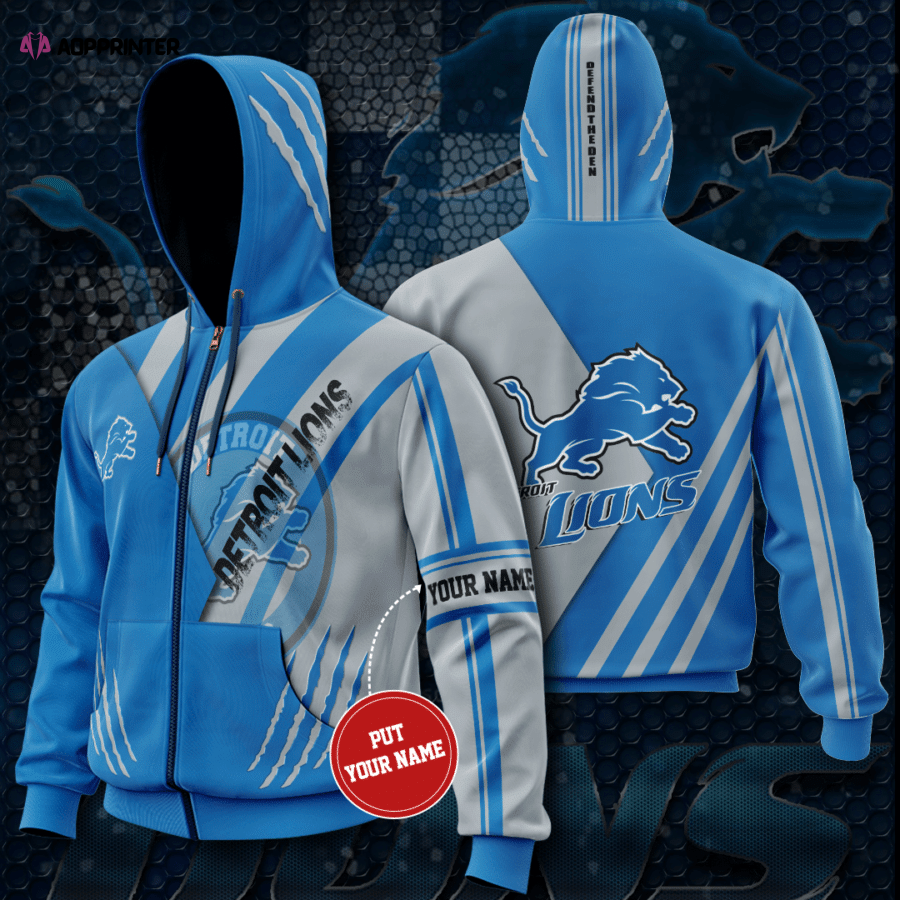 Personalized Detroit Lions Zip-Up Hoodie, For Men And Women