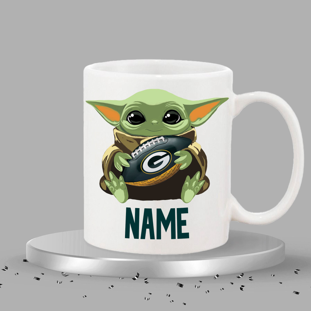 Personalized Grogu AKA, (Baby Yoda) Green Bay Theme Mug
