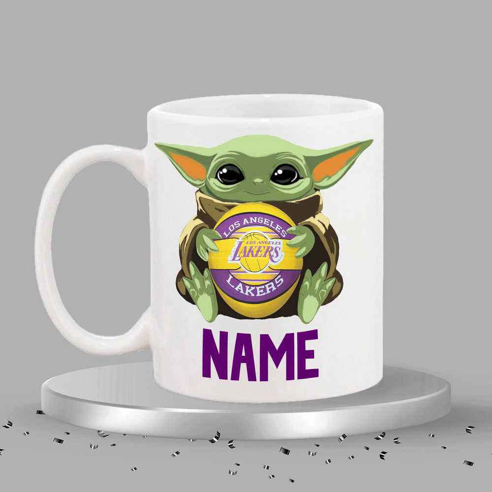 Personalized Grogu AKA, (Baby Yoda) Lakers Theme Mug