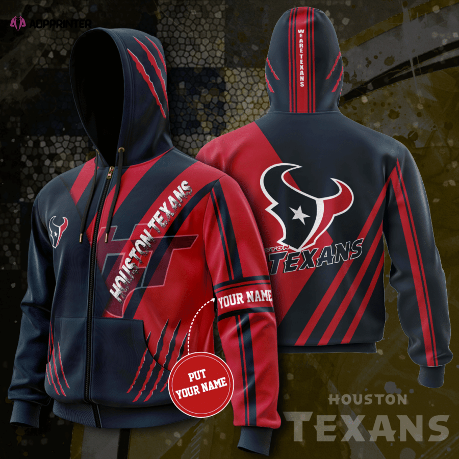 Personalized Houston Texans Zip-Up Hoodie, For Men And Women