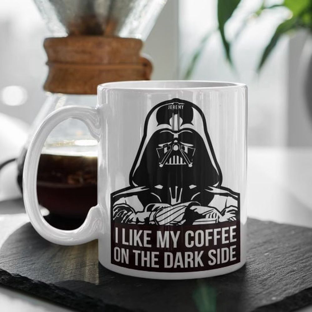 Personalized I Like My Coffee On The Dark Side Vader Inspired, FaThers Day Gift