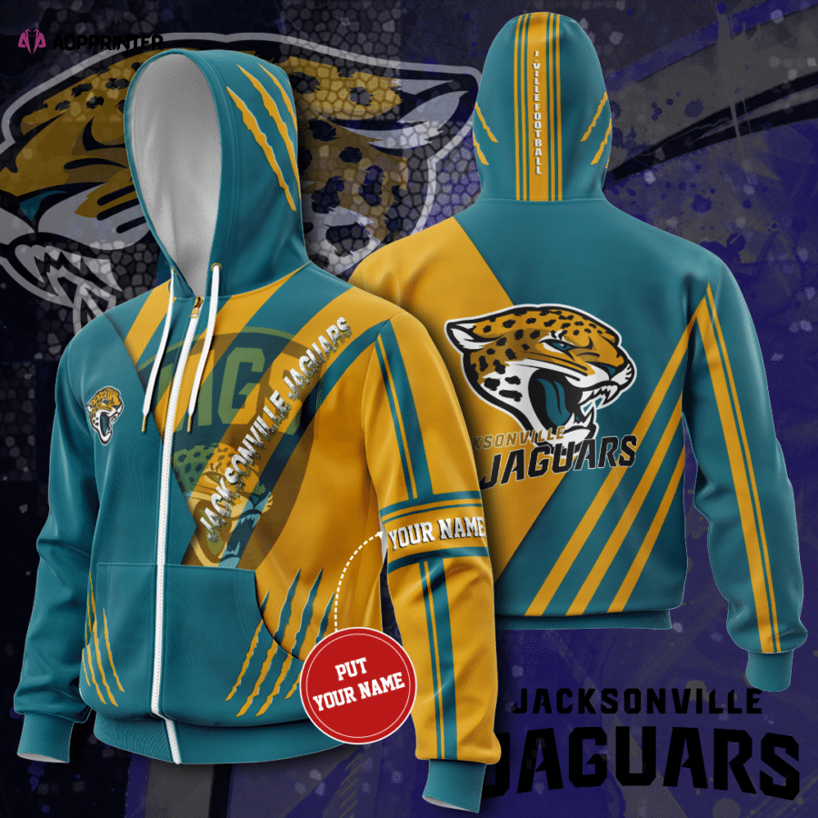 Personalized Jacksonville Jaguars Zip-Up Hoodie, For Men And Women