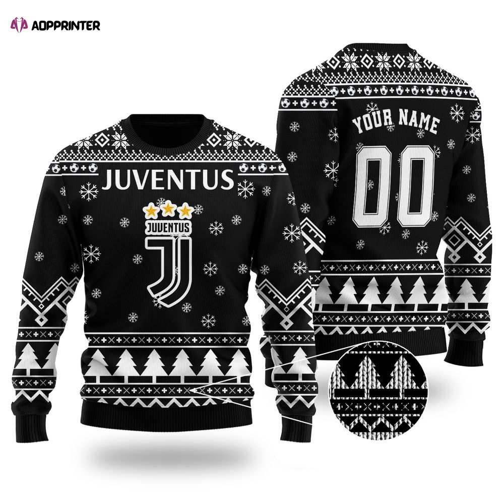 Custom Juventus Ugly Christmas Sweater – Personalized All Over Print Sweatshirt Perfect Gift for Men & Women