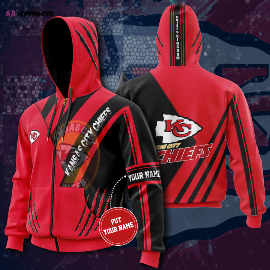 Personalized Kansas City Chiefs Zip-Up Hoodie, For Men And Women