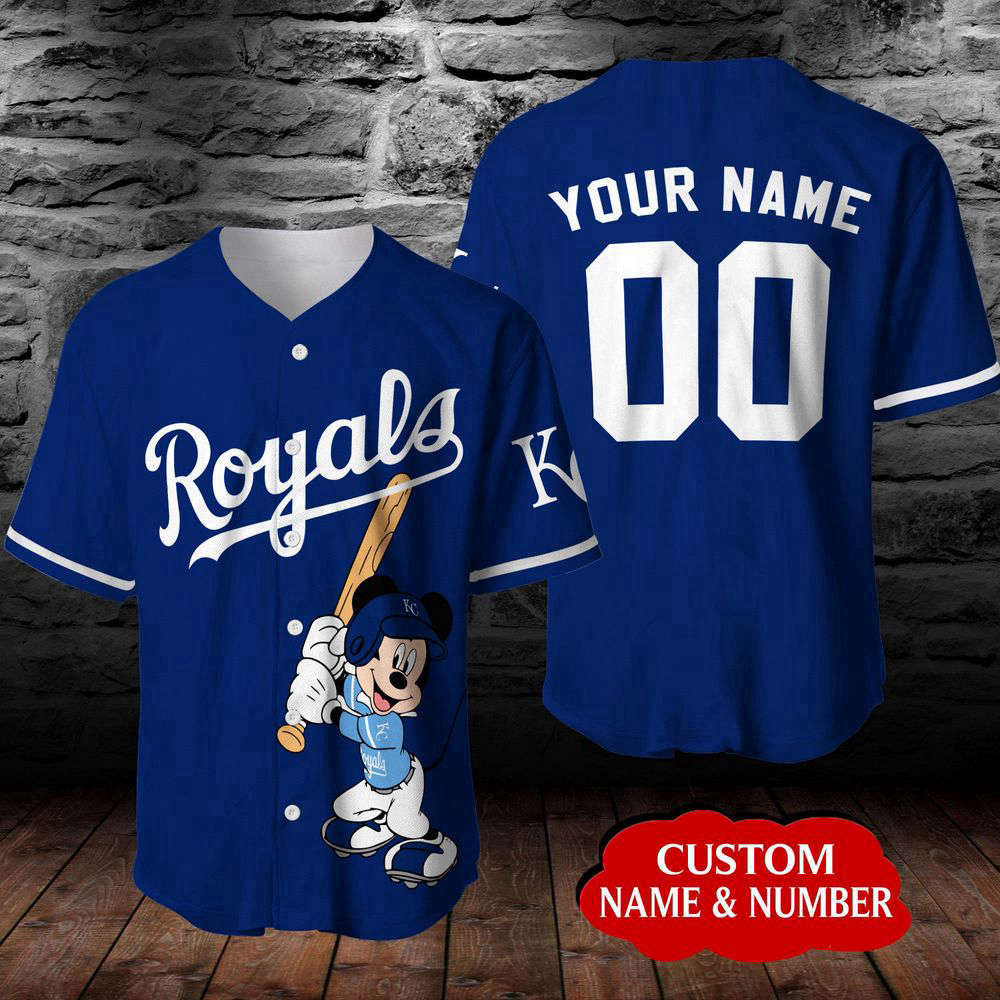 Personalized Kansas City Royals Mickey Mouse Disney All Over Print Unisex Baseball Jersey For Men