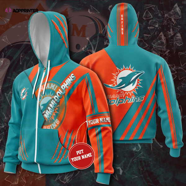 Personalized Miami Dolphins Zip-Up Hoodie, Gift For Men And Women